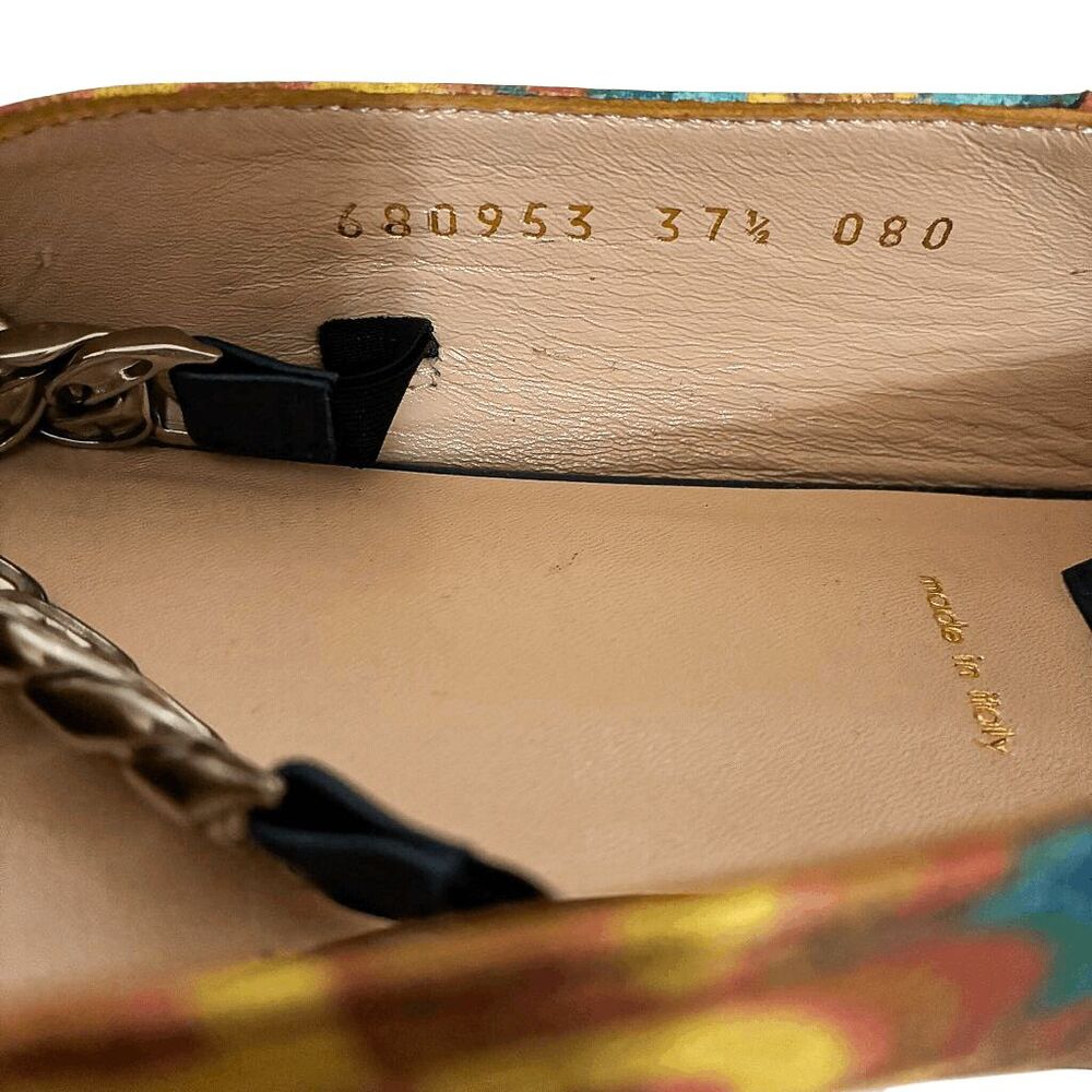 Gucci Liberty Horsebit GG Logo Ballet Flat Chain Strap Canvas Multicolor EU 37.5 - Picture 8 of 12